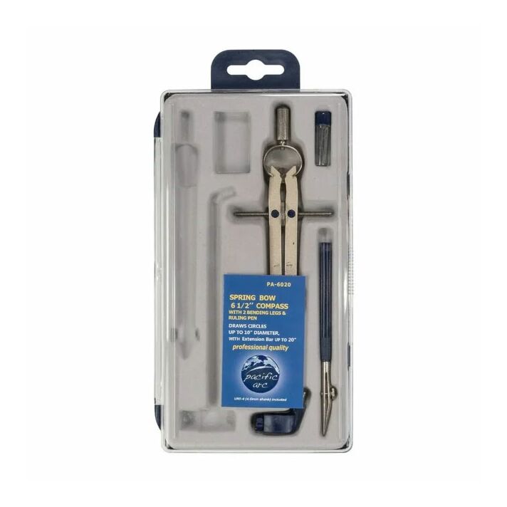 Spring Bow Compass Set with Extension Bar & Ruling Pen
