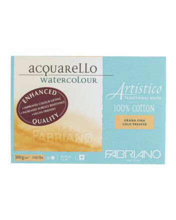 Fabriano Artistico Watercolor Paper 140lb 20 Sheet Block 7x10" Cold Press - Traditional White