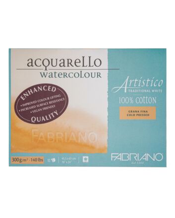 Fabriano Artistico Watercolor Paper 140lb 10 Sheet Block 18x24" Cold Press - Traditional White