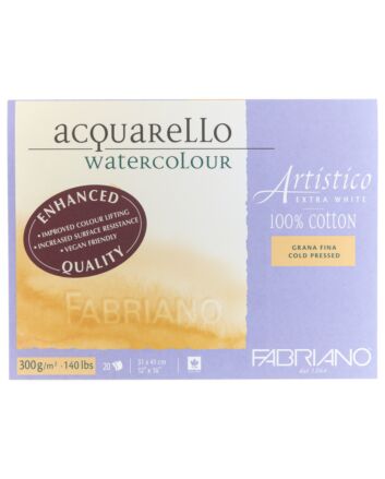 Fabriano Artistico Watercolor Paper 140lb 20 Sheet Block 12x16" Cold Press - Extra White