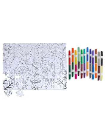 Color By Number 100-Piece Puzzle with Marker Set - Camping